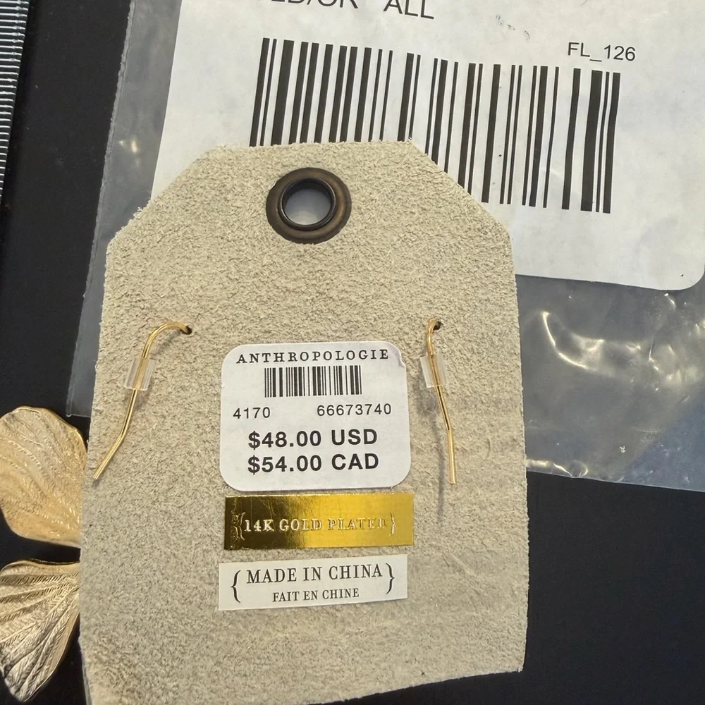 Anthropologie Gold Floral Earrings - Picture 2 of 2